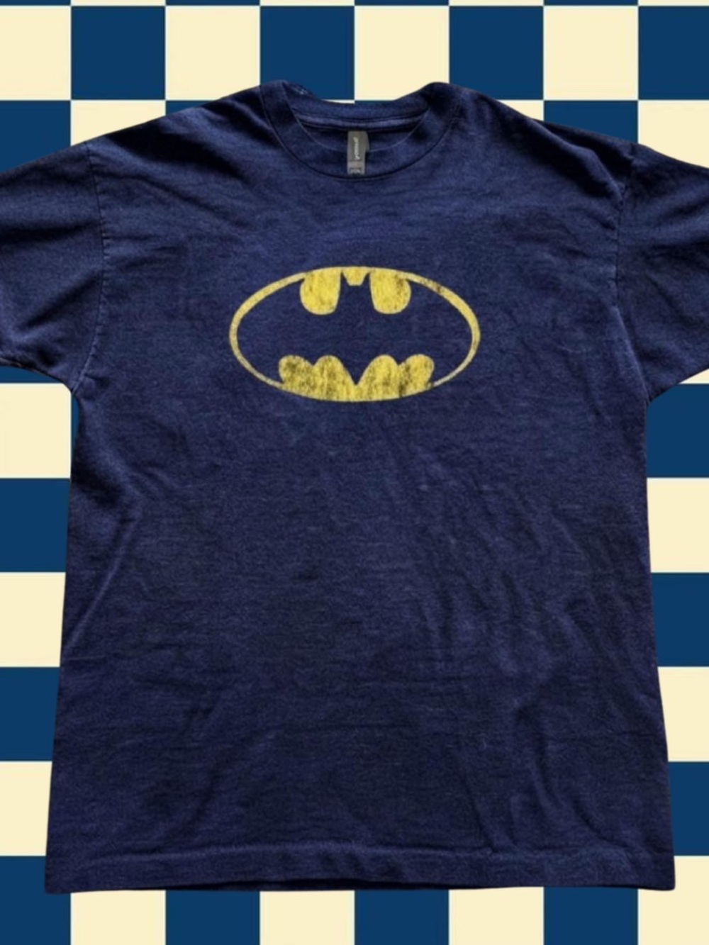 Gildan Navy Short-Sleeve Tee with Yellow Batman Emblem